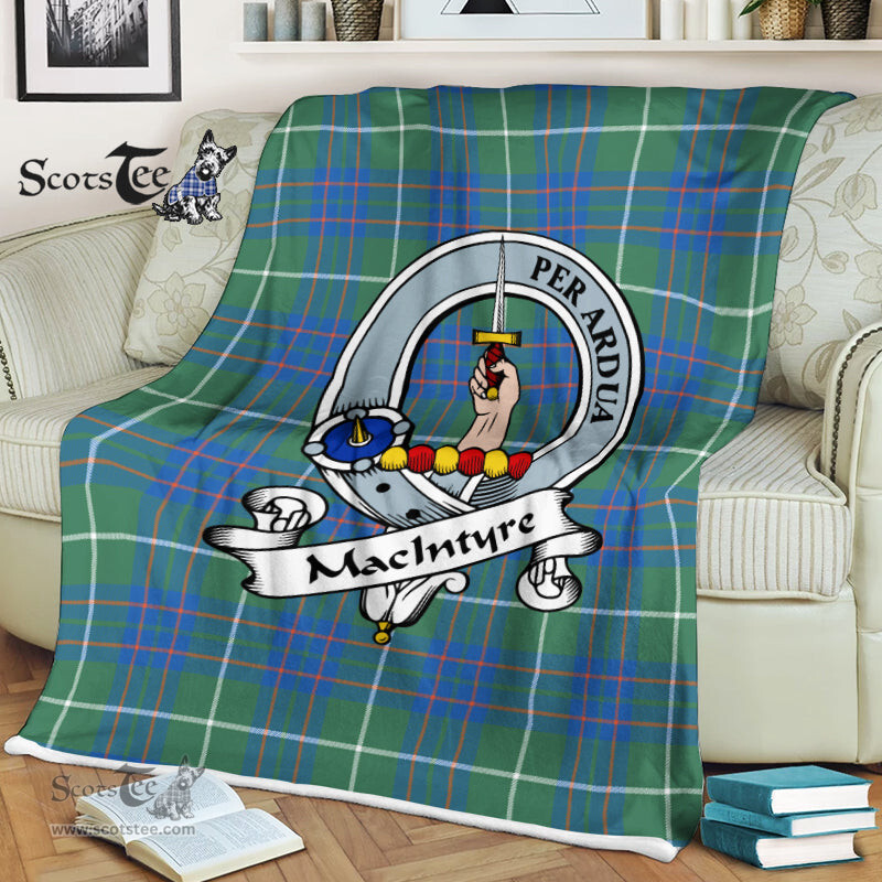 Scotstee Shop - Scotstee Shop Tartan Plaid Fleece Blankets MacIntyre Hunting Ancient Clan Badge Tartan Fleece Blanket Scottish