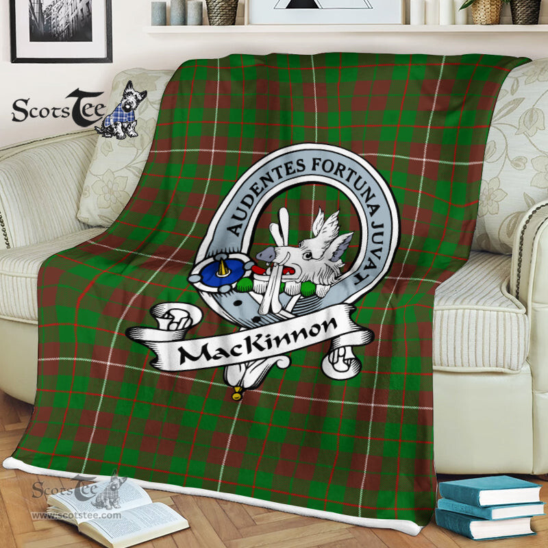 Scotstee Shop - Scotstee Shop Tartan Plaid Fleece Blankets MacKinnon Hunting Modern Clan Badge Tartan Fleece Blanket Scottish