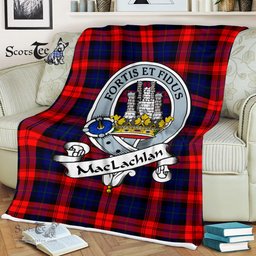 Scotstee Shop - Scotstee Shop Tartan Plaid Fleece Blankets MacLachlan Modern Clan Badge Tartan Fleece Blanket Scottish