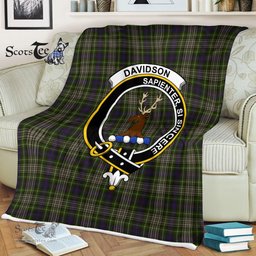 Plaid Blanket Davidson Tulloch Dress Clan Crest Badge Tartan Blanket Scottish Green Plaid Throw Blanket - Scotstee Shop