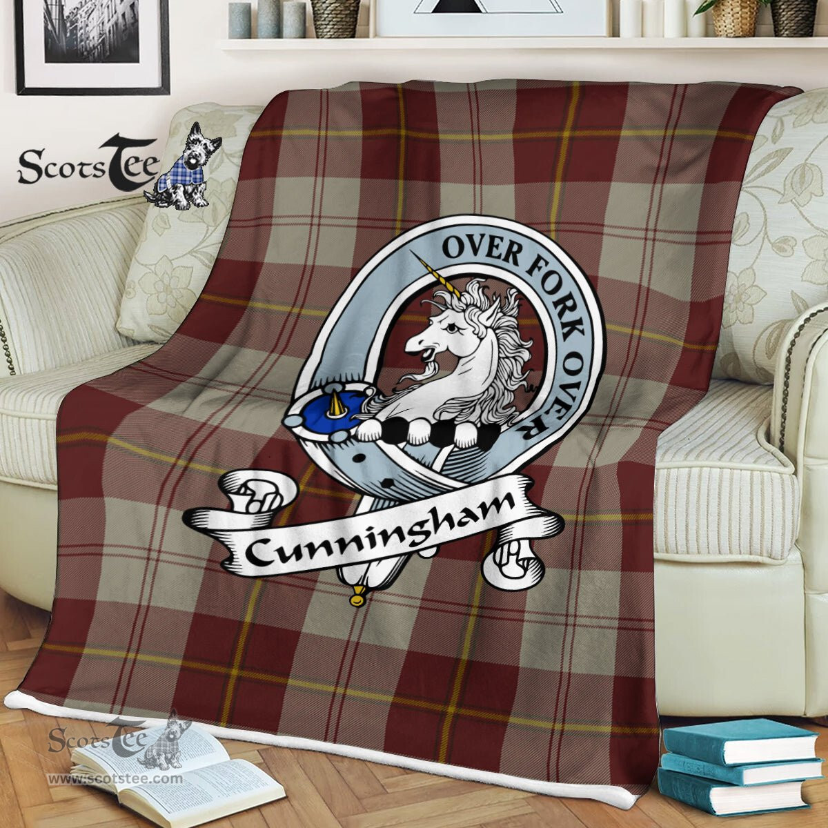 Burgundy Blanket Burgundy Tartan Throw Plaid Blanket Cunningham Burgundy Dancers Clan Badge Tartan Blanket Scottish Blue Plaid Throw Blanket - Scotstee Shop