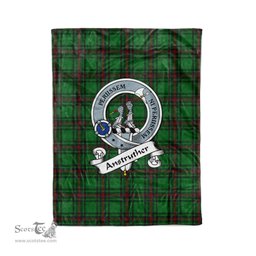 Plaid Blanket Anstruther Hunting Clan Crest Badge Tartan Blanket Scottish Green Plaid Throw Blanket - Scotstee Shop