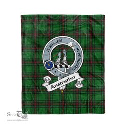 Plaid Blanket Anstruther Hunting Clan Crest Badge Tartan Blanket Scottish Green Plaid Throw Blanket - Scotstee Shop