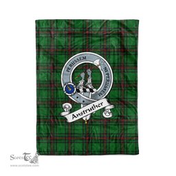 Plaid Blanket Anstruther Hunting Clan Crest Badge Tartan Blanket Scottish Green Plaid Throw Blanket - Scotstee Shop