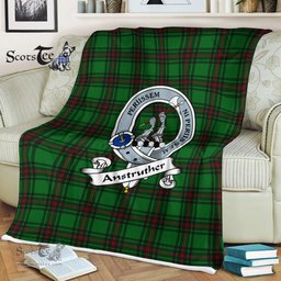 Plaid Blanket Anstruther Hunting Clan Crest Badge Tartan Blanket Scottish Green Plaid Throw Blanket - Scotstee Shop