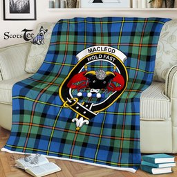 Scotstee Shop - Scotstee Shop Tartan Plaid Fleece Blankets MacLeod Of Harris Ancient Clan Crest Badge Tartan Fleece Blanket Scottish