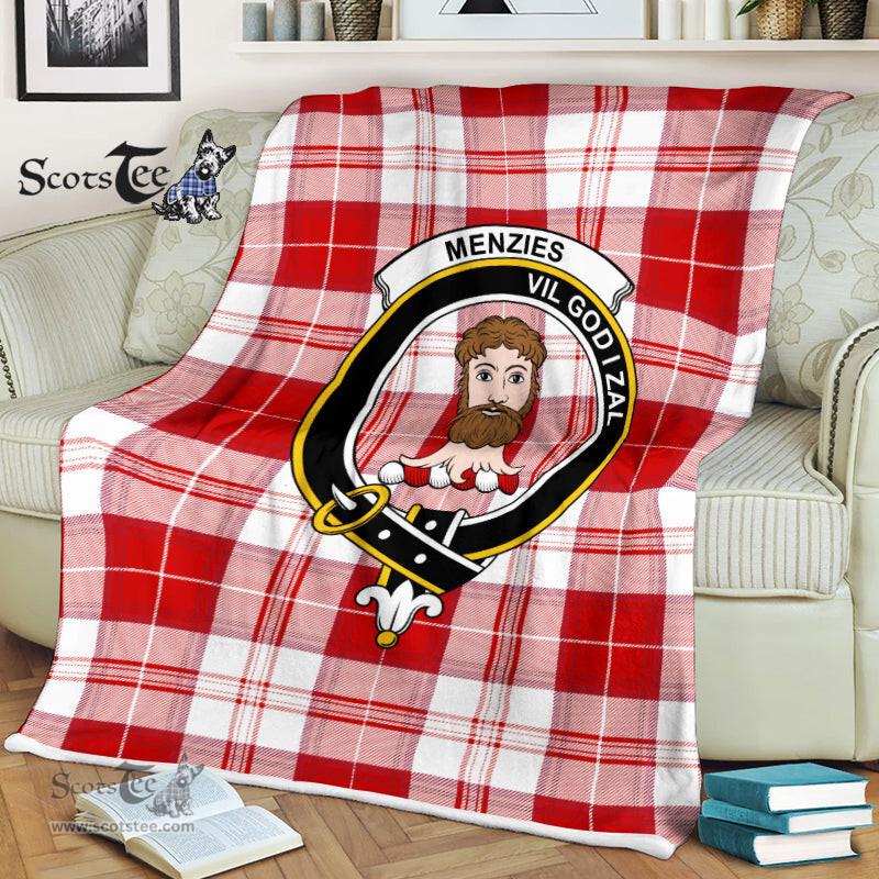 Scotstee Shop - Scotstee Shop Tartan Plaid Fleece Blankets MenZies Clan Crest Badge Tartan Fleece Blanket Scottish