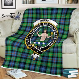 Clan Murray Blanket Plaid Blanket Murray of Atholl Ancient Clan Crest Badge Tartan Blanket Scottish Plaid Throw Blanket - Scotstee Shop