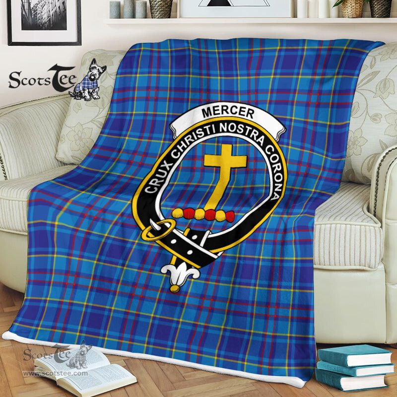 Scotstee Shop - Scotstee Shop Tartan Plaid Fleece Blankets Mercer Clan Crest Badge Tartan Fleece Blanket Scottish