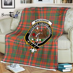 Scotstee Shop - Scotstee Shop Tartan Plaid Fleece Blankets MacKinnon Ancient Clan Crest Badge Tartan Fleece Blanket Scottish