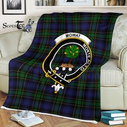 Scotstee Shop - Scotstee Shop Tartan Plaid Fleece Blankets Mowat Clan Crest Badge Tartan Fleece Blanket Scottish