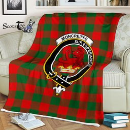 Scotstee Shop - Scotstee Shop Tartan Plaid Fleece Blankets Moncrieffe Clan Crest Badge Tartan Fleece Blanket Scottish