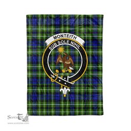 Plaid Blanket Monteith Clan Crest Badge Tartan Blanket Scottish Plaid Throw Blanket Tartan Plaid Fleece Blanket