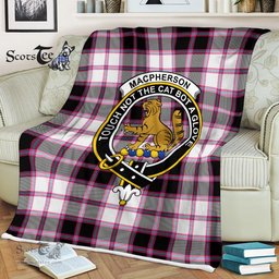 Scotstee Shop - Scotstee Shop Tartan Plaid Fleece Blankets MacPherson Hunting Modern Clan Crest Badge Tartan Fleece Blanket Scottish