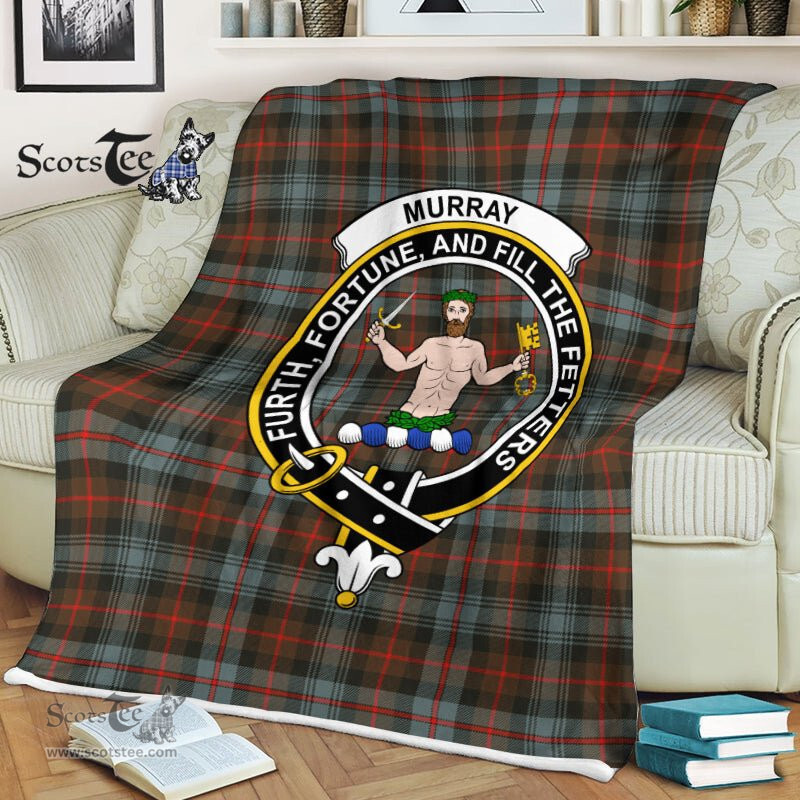 Clan Murray Blanket Plaid Blanket Murray Of Atholl Weathered Clan Crest Badge Tartan Blanket Scottish Plaid Throw Blanket - Scotstee Shop