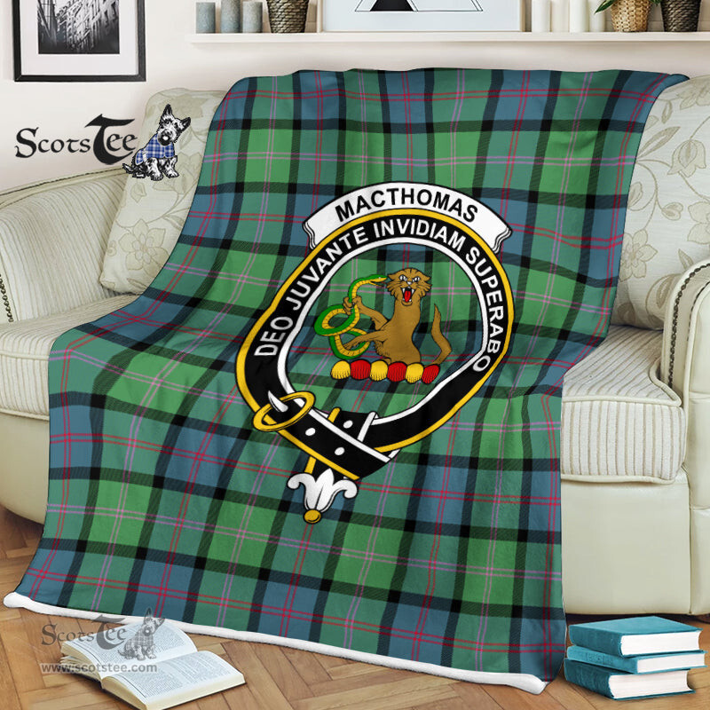Scotstee Shop - Scotstee Shop Tartan Plaid Fleece Blankets MacThomas Ancient Clan Crest Badge Tartan Fleece Blanket Scottish