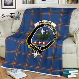 Scotstee Shop - Scotstee Shop Tartan Plaid Fleece Blankets MacLaine Of Loch Blue Clan Crest Badge Tartan Fleece Blanket Scottish