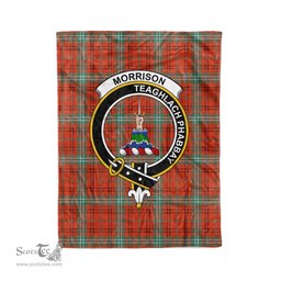Plaid Blanket Morrison Red Ancient Clan Crest Badge Tartan Blanket Scottish Plaid Throw Blanket Tartan Plaid Fleece Blanket