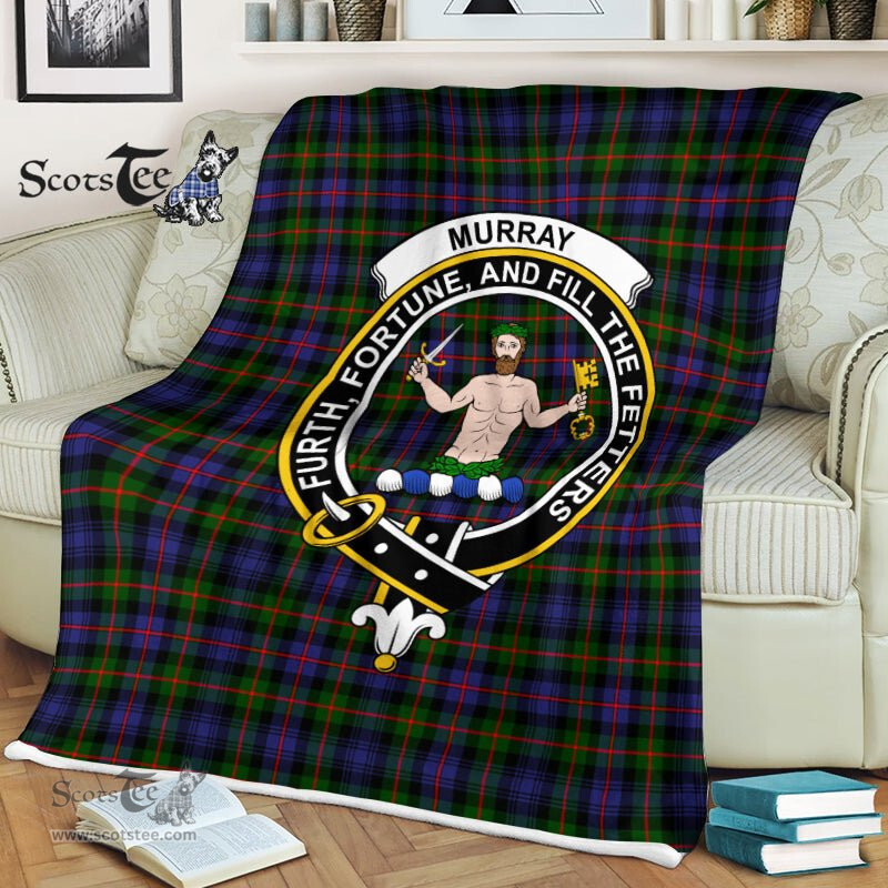 Clan Murray Blanket Plaid Blanket Murray of Atholl Modern Clan Crest Badge Tartan Blanket Scottish Plaid Throw Blanket Tartan Plaid Fleece Blanket - Scotstee Shop