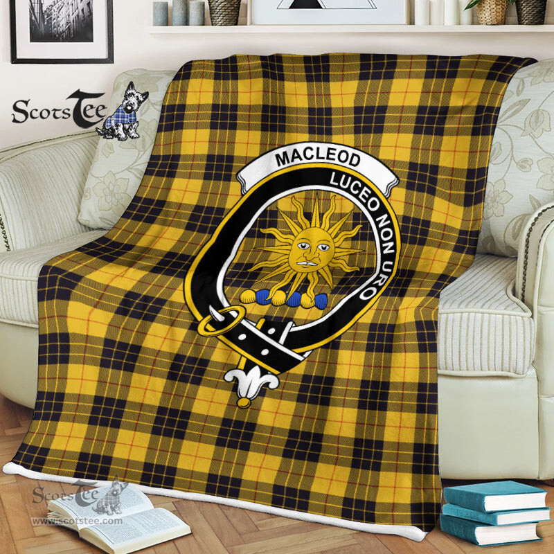 Scotstee Shop - Scotstee Shop Tartan Plaid Fleece Blankets MacLeod of Lewis Modern Clan Crest Badge Tartan Fleece Blanket Scottish