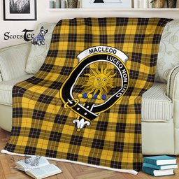 Scotstee Shop - Scotstee Shop Tartan Plaid Fleece Blankets MacLeod of Lewis Modern Clan Crest Badge Tartan Fleece Blanket Scottish