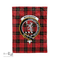 Plaid Blanket MacQueen Clan Crest Badge Tartan Blanket Scottish Plaid Throw Blanket Tartan Plaid Fleece Blanket