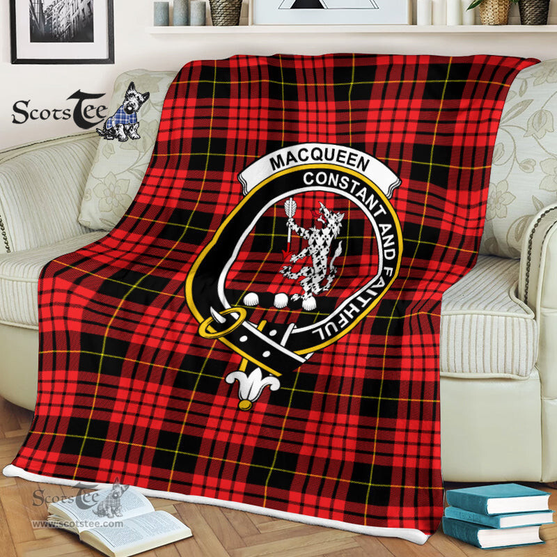 Scotstee Shop - Scotstee Shop Tartan Plaid Fleece Blankets MacQueen Clan Crest Badge Tartan Fleece Blanket Scottish
