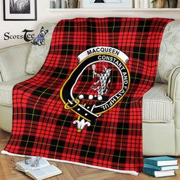 Scotstee Shop - Scotstee Shop Tartan Plaid Fleece Blankets MacQueen Clan Crest Badge Tartan Fleece Blanket Scottish