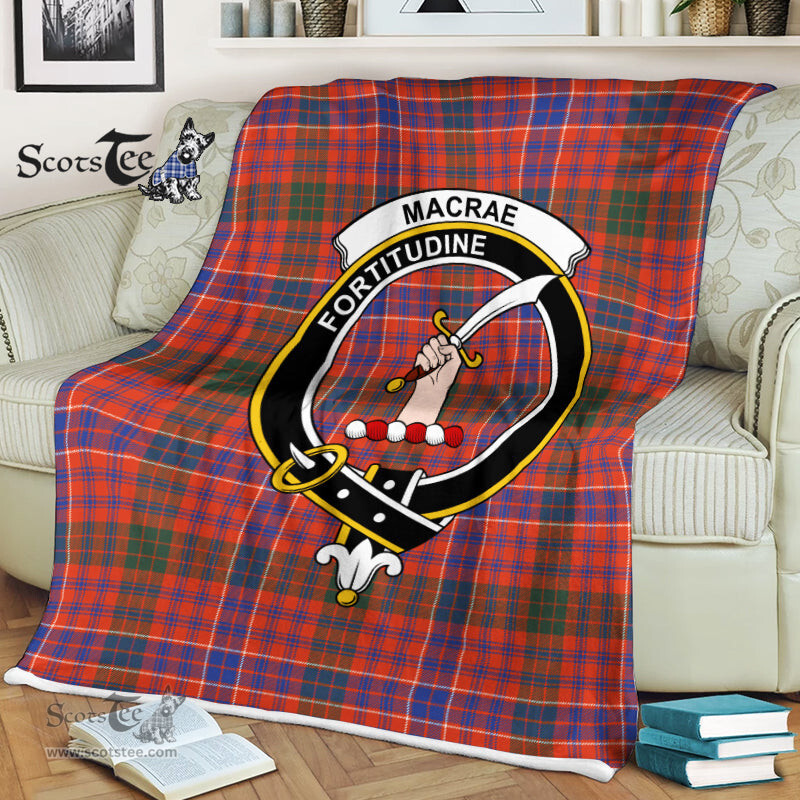Scotstee Shop - Scotstee Shop Tartan Plaid Fleece Blankets MacRae Ancient Clan Crest Badge Tartan Fleece Blanket Scottish