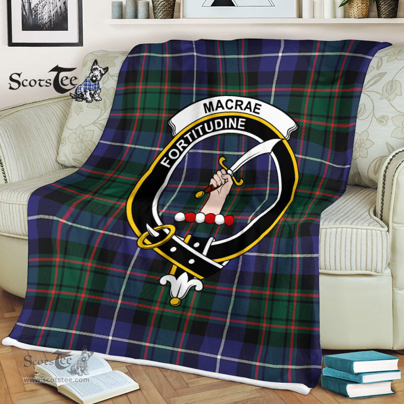 Scotstee Shop - Scotstee Shop Tartan Plaid Fleece Blankets MacRae Hunting Modern Clan Crest Badge Tartan Fleece Blanket Scottish