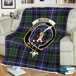 Scotstee Shop - Scotstee Shop Tartan Plaid Fleece Blankets MacRae Hunting Modern Clan Crest Badge Tartan Fleece Blanket Scottish