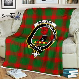 Scotstee Shop - Scotstee Shop Tartan Plaid Fleece Blankets Middleton Clan Crest Badge Tartan Fleece Blanket Scottish