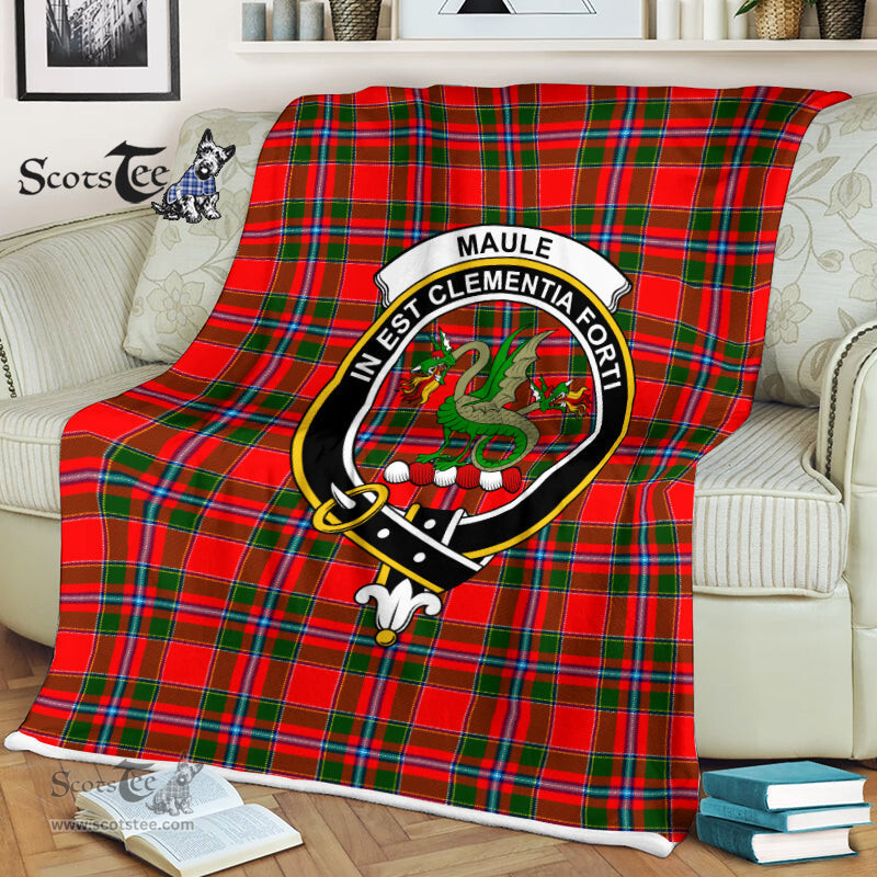 Scotstee Shop - Scotstee Shop Tartan Plaid Fleece Blankets Maule Red Clan Crest Badge Tartan Fleece Blanket Scottish