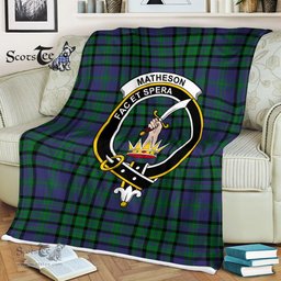 Scotstee Shop - Scotstee Shop Tartan Plaid Fleece Blankets Matheson Hunting Clan Crest Badge Tartan Fleece Blanket Scottish