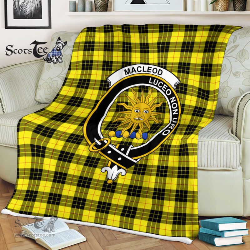 Scotstee Shop - Scotstee Shop Tartan Plaid Fleece Blankets MacLeod of Lewis Modern Clan Crest Badge Tartan Fleece Blanket Scottish
