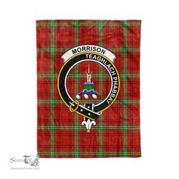 Plaid Blanket Morrison Red Modern Clan Crest Badge Tartan Blanket Scottish Plaid Throw Blanket Tartan Plaid Fleece Blanket
