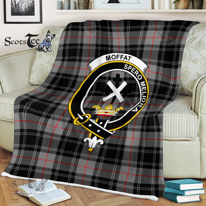 Scotstee Shop - Scotstee Shop Tartan Plaid Fleece Blankets Moffat Clan Crest Badge Tartan Fleece Blanket Scottish