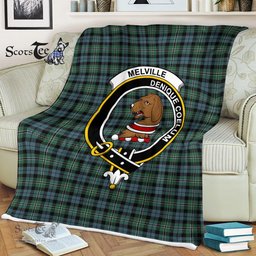 Scotstee Shop - Scotstee Shop Tartan Plaid Fleece Blankets Melville Clan Crest Badge Tartan Fleece Blanket Scottish