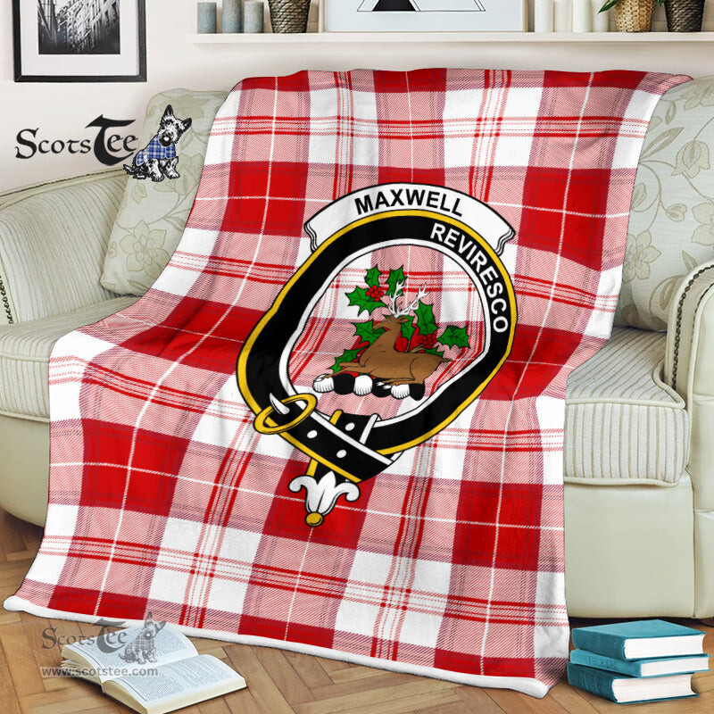 Scotstee Shop - Scotstee Shop Tartan Plaid Fleece Blankets Maxwell Plaid Clan Crest Badge Tartan Fleece Blanket Scottish
