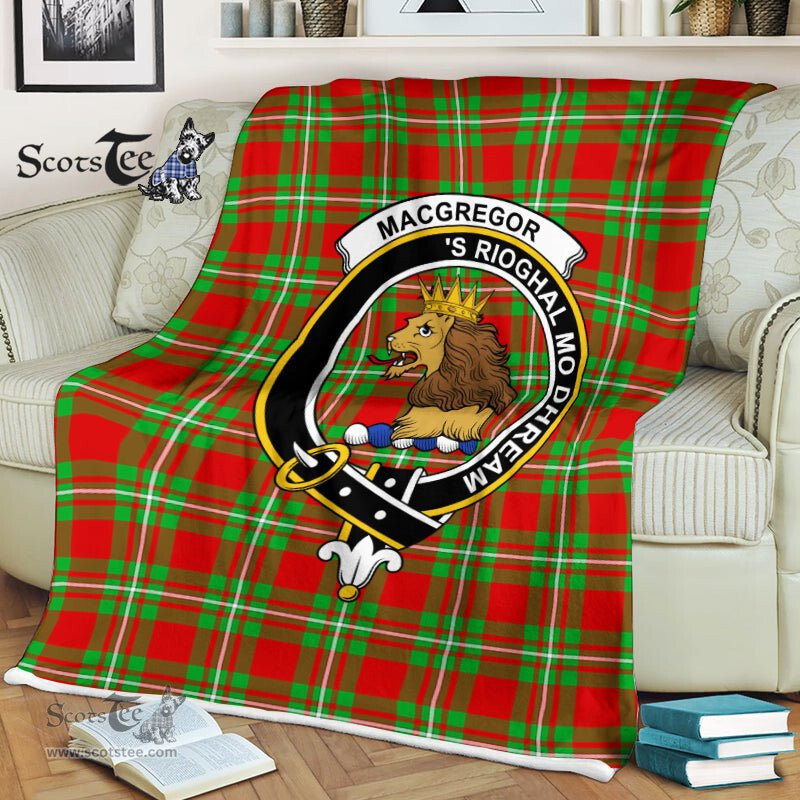 Plaid Blanket MacGregor Clan Crest Badge Tartan Blanket Scottish Plaid Throw Blanket Tartan Plaid Fleece Blanket