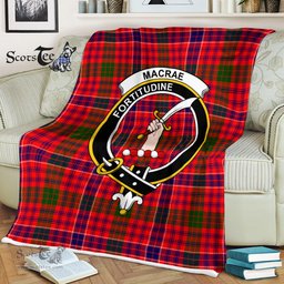 Scotstee Shop - Scotstee Shop Tartan Plaid Fleece Blankets MacRae Modern Clan Crest Badge Tartan Fleece Blanket Scottish