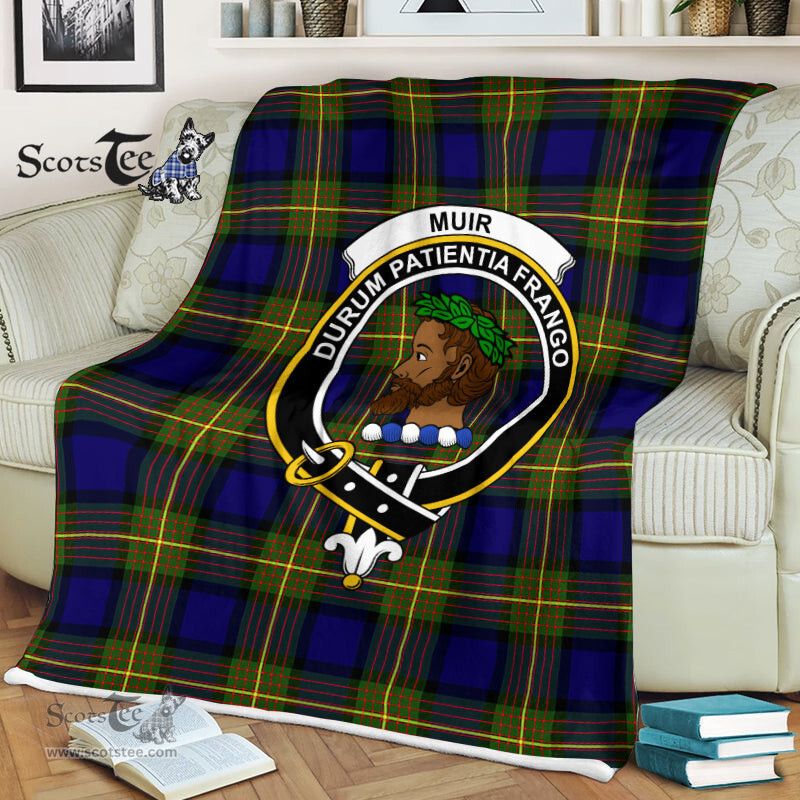 Scotstee Shop - Scotstee Shop Tartan Plaid Fleece Blankets Muir Clan Crest Badge Tartan Fleece Blanket Scottish