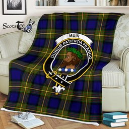 Scotstee Shop - Scotstee Shop Tartan Plaid Fleece Blankets Muir Clan Crest Badge Tartan Fleece Blanket Scottish