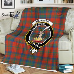 Scotstee Shop - Scotstee Shop Tartan Plaid Fleece Blankets Matheson Ancient Clan Crest Badge Tartan Fleece Blanket Scottish