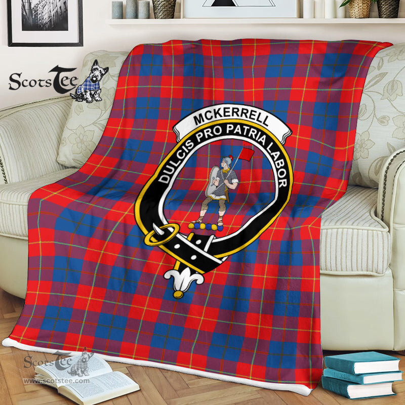 Scotstee Shop - Scotstee Shop Tartan Plaid Fleece Blankets McKerrell Red Clan Crest Badge Tartan Fleece Blanket Scottish