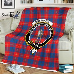 Scotstee Shop - Scotstee Shop Tartan Plaid Fleece Blankets McKerrell Red Clan Crest Badge Tartan Fleece Blanket Scottish