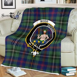 Plaid Blanket Wood Clan Crest Badge Tartan Blanket Scottish Plaid Throw Blanket Tartan Plaid Fleece Blanket