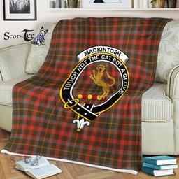 Scotstee Shop - Scotstee Shop Tartan Plaid Fleece Blankets MacKintosh Hunting Weathered Clan Crest Badge Tartan Fleece Blanket Scottish