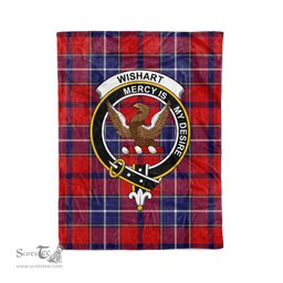 Plaid Blanket Wishart Dress Clan Crest Badge Tartan Blanket Scottish Plaid Throw Blanket Tartan Plaid Fleece Blanket