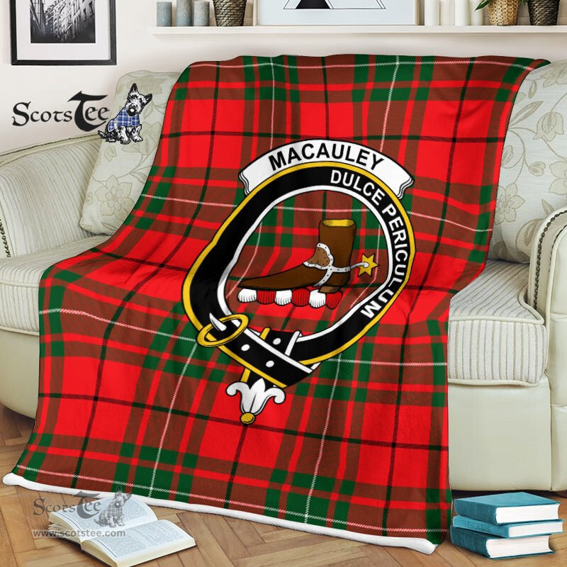 Plaid Blanket MacAulay Modern Clan Crest Badge Tartan Blanket Scottish Plaid Throw Blanket Tartan Plaid Fleece Blanket